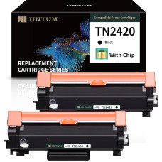 JINTUM TN2420 suderinamas toneris Brother TN2420, skirtas MFC L2710DW HL-L2350DW MFC-L2710DN DCP-L2530DW HL-L2375DW MFC-L2750DW HL-L2310D MFC-L2730DW HL-L2370DN (juodas, 2 pakuotės)