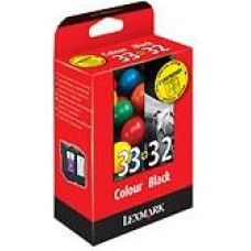 Lexmark Combo Pack #32 + #33 - Spausdinimo kasetė - 1 x juoda, spalvota (žydra, purpurinė, geltona) - lizdinė plokštelė