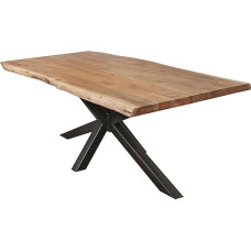 SAM Cali valgomojo stalas 220 x 100 cm Wane stalas Natūralios spalvos akacijos mediena Voratinklio rėmas Metalinis juodas Dvigubi kraštai 25 + 25 mm