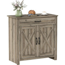 HOMCOM Farmhouse Sideboard Buffet Cabinet Barn Door Style Kitchen Cabinet 32