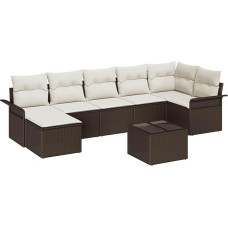 7-teiliges Garten-Sofa-Set mit Kissen Grau Poly-Rattan, 2-Sitzer Garten-Sofa mit Stauraum & Kissen Braun Poly-Rattan Gartenlounge Modelis3354127