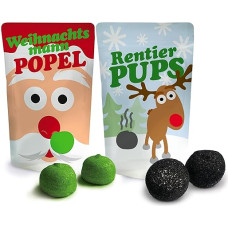 Reindeer Pups and Santa Popules - Funny Set of 2 for Christmas, Original Joke Item and Fun Items for Adults, Children, Colleagues and Family, Ideal for Secret Santa, Advent and Party