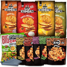 Nuts 'n Snacks Box (755 g) Peanuts, Bread Chips and Pretzel Pieces with Flavour with Bag Clips