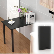 Moderner Klapptisch zur Wandmontage, Klapptisch aus Massivholz im Drop-Leaf-Schreibtischstil (Weiß, 80 x 50 cm) (Schwarz, 90 x 60 cm)
