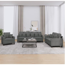 qohoio 3-TLG. Sofagarnitur mit Kissen Sofa Wohnzimmer Sitzgruppe Wohnzimmer Sofos komplektas Sofas FüR Wohnzimmer Dunkelgrau Stoff - 3201633