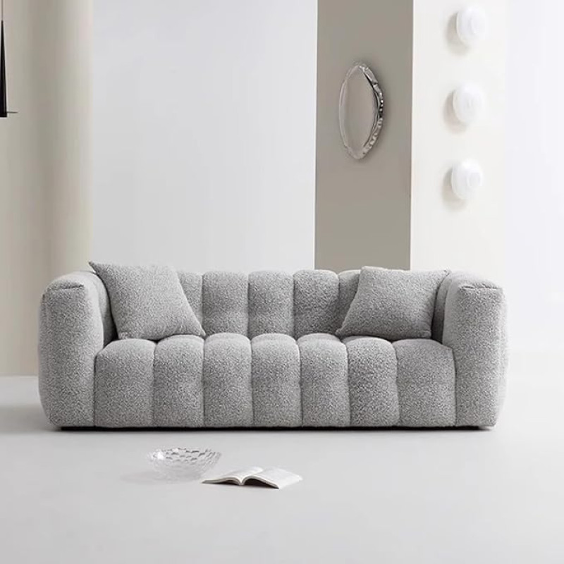 Sofa lova, didelė sofa, moderni modulinė sofa, lengva sofa lova, futonas, su 2 pagalvėlėmis ir didelio tankio putomis, skirta svetainei, miegamajam, pilka, 2,2 m