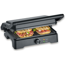 SEVERIN MultiGrill XL, aukštos kokybės keraminė danga, didelis grilio paviršius, grilio plokštės be PFAS, kepimas ant grotelių su mažu riebalų kiekiu, mėsainiai, panini, elektrinis uždaras grilis, 1800 W, juodas, KG 2391