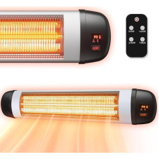 Patio Heater, Infrared Heater, 2500 W, Infrared Spotlight Outdoor with Remote Control, Electric Heater, Wall Mounted, 3 Heat Settings, Patio Heater, Outdoor for Bathroom, Balcony, Garden