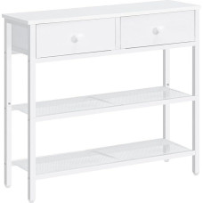 HOOBRO EWW72XG01G1 Siauras konsolinis staliukas 75 cm prieškambario staliukas su stalčiumi ir 2 aukštų laikymo skyriais Šoninis staliukas Mažas demonstracinis staliukas Sofos staliukas Prieškambario staliukas Baltas
