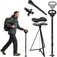 Height Adjustable Walking Stick with Seat, Folding Seat Stick 150 kg with Cushion for Adults and Seniors, Portable Walking Stick with Seat, Foldable Walking Stick Seat, Outdoor Travel