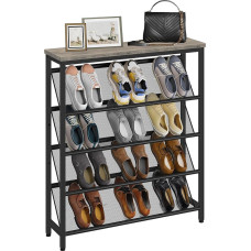 Shoe Rack, 5-Tier Shoe Rack, Shoe Cabinet, Narrow Shoe Rack, Shoe Storage, Shoe Organiser, Space Saver for Entryway, Wardrobe, Hallway, Greige and Black DTXJ02BG
