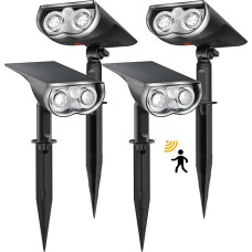 Linkind Solar Lights Solar Spotlight with Motion Sensor 6500 K Cool White, 3 Modes (including Continuous Light), 1000 lm Bright Solar Outdoor Lights of 2 Mounts, IP67 Garden Spotlight for Path, Pack