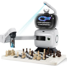 Chess Robot with AI & Robot Arm - 25 AI Levels, 1200+ Exercises, End Game Trainer, Game Replay, Voice Coaching, Lichess Connection, App Sync, For All Skills