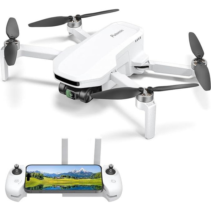 Potensic ATOM LT GPS dronas su EIS 2.5K kamera, 1 baterija 40 minučių ilgam skrydžio laikui, iki 249 g, 4 km FPV transliacija, automatinis grįžimas / sekimas paskui mane / staigus skrydis, C0, kameros dronas pradedantiesiems,