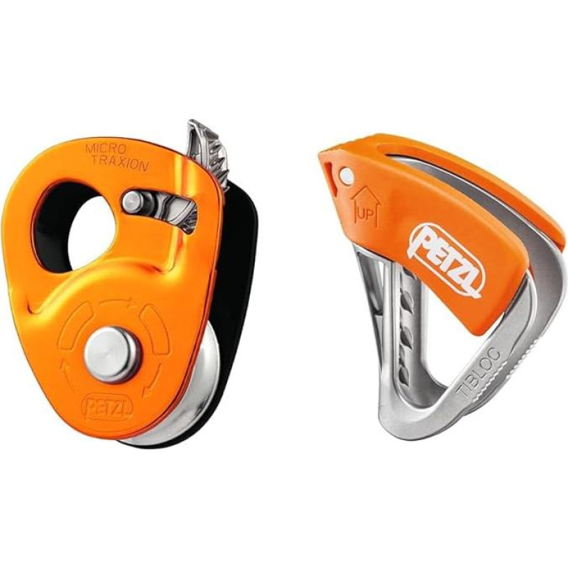 PETZL Unisex Micro Traxion, geltonos spalvos, vieno dydžio & B01B TIBLOC Ultralight Makeshift Rope Clamp SMD SL, įvairiaspalvis (oranžinis/pilkas)