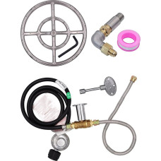 METER STAR LP propano dujų ugniakurų montavimo rinkinys nerūdijančio plieno degiklių žiedams, 12 colių nerūdijančio plieno propano ugniakuras 304