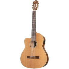 Ortega Guitars RCE131L Family Series Pro kairiarankė nailoninė 6 styginių gitara su kedro viršumi, raudonmedžio korpusu ir imtuvu
