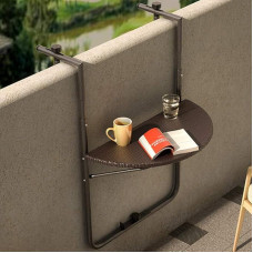 BAKAJI Lauko balkono sulankstomas stalas iš metalo ir poliaratono rudos spalvos Standartinis