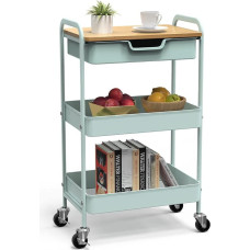3-Tier Kitchen Trolley with Table and Drawer, All-purpose Trolley, Metal Uses Trolley, Shelf Trolley for Office Salon, All-Purpose Cosmetics, Serving Trolley for Kitchen, Bathroom, Office