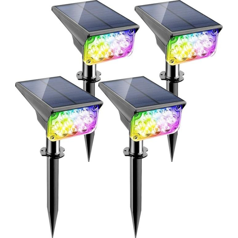 Saulės sodo prožektorius, 20 LED RGB saulės šviesos sodo saulės lempa, saulės prožektorius lauke, IP65 atsparus vandeniui, spalvą keičiantis lauko sieninis apšvietimas, sodo apšvietimas, skirtas terasai, keliui, kiemui