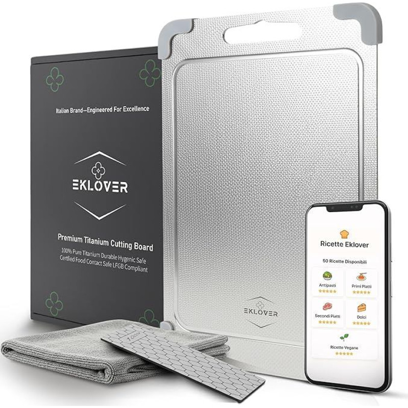 Titano pjaustymo lentelė 35x25 cm su neslystančiais kampais 