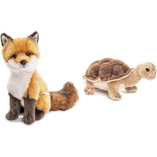 Uni-Toys - Classic Red Fox - 27 cm (Height) - Plush Fox, Forest Animal - Plush Toy, Cuddly Toy & - Land Turtle - 19 cm (Length) - Plush Turtle - Plush Toy, Cuddly Toy