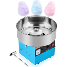 VEVOR Cotton Candy Machine 1000W Electric Cotton Candy Maker with 38cm Stainless Steel Bowl and Sugar Spoon, Makes Candy Floss for Birthday Home Family Gatherings, Blue 3500RPM