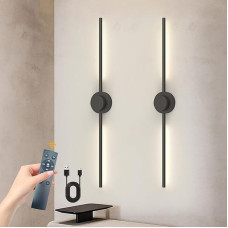 GEADI akumuliatorinis sieninis šviestuvas, įkraunamas LED sieninis šviestuvas, įkraunamas LED sieninis šviestuvas su nuotolinio valdymo pulteliu, skirtas miegamajam, svetainei, prieškambariui, 2 vnt.