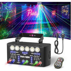 Disco Light LED Party Light with RGB & UV, DMX & Remote Control, 3x Motor Speed, 4 Strobe Modes, Party Laser Projector for DJ, Disco Ball Lighting & Party Decoration