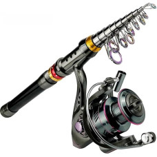 6-12ft Telescopic Fishing Rod and Carbon Fiber Fishing Reel 13 Bearings 3-8kg
