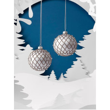 2 Glass Christmas Baubles with Glitter Rosete