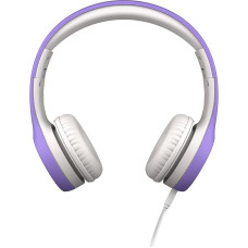 LilGadgets Connect+ Kids Wired Headphones with Microphone, Volume Limiter for Safe Listening, Adjustable Headband, Padded Ear Pads for Comfort, Headphones for School, Purple