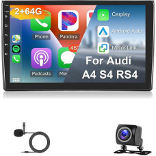 Hodozzy 2G 64G Android Car Radio for Audi A4 S4 RS4 2002-2008 Radio Carplay Android Car, 9 Inch Touchscreen with GPS Sat Nav, Screen Radio with Mirrorlink WiFi Bluetooth Hifi FM RDS Radio for Audi A4