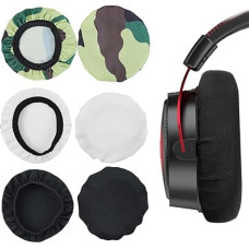 CPJJ Kopfhörerabdeckungen, 9–10,5 cm, Kopfhörer-Ohrpolster, wiederverwendbar, waschbar und dehnbar, passend für 9–10,5 cm Headsets (Schwarz/Weiß/Camouflage), 6 Stück