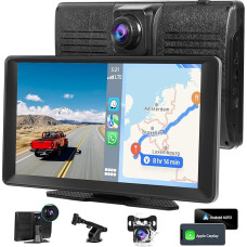 Podofo Wireless A-pple CarPlay Car Radio Con 4K Dash Cam Android Car Radio Screen, 9 Inch Touchscreen with Loop Recording/Bluetooth/Mirror Link/FM Transmitter/AUX/ADAS/GPS 9V-36V Plug & Play