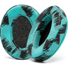 WC PadZ - The Ultimate Upgraded Earpads by Wicked Cushions - Compatible with Audio Technica, HyperX, SteelSeries Arctis & More - Extra Thick - Bigger Opening - Soft Memory Foam | (Speedracer Cyan)