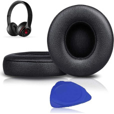 Replacement Ear Pads, Wired/Wireless Over-Ear Headphones, Ear Pads with Soft Leather, Noise Isolating Memory Foam Compatible with Beats Solo2.0 Headphones (Black)