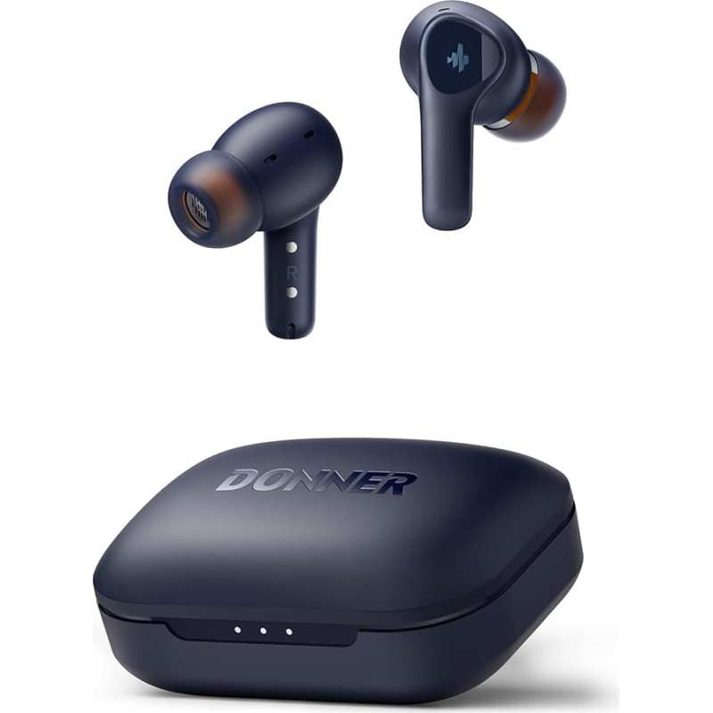 Donner Bluetooth Kopfhörer mit Geräuschunterdrückung, In Ear Kopfhörer kabellos mit 12mm Audiotreiber, intensiver Bass, Noise Cancelling Kopfhörer mit 4 Mikrofone, 32 Std Akku, Bluetooth 5.2 - blau