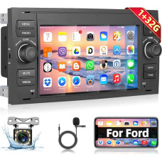 Podofo 1+32G Android Car Radio for Ford Focus C-max S-max Galaxy Fusion Fiesta Mondeo Kuga Transit Connect with GPS Navigation, 7 Inch Touchscreen Radio with Bluetooth, WiFi + Reversing Camera