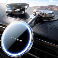 LISEN Magsafe 15W Phone Holder Car Magsafe 【30 Strong N55 Magnets】 Charger Induction Car, Holder Phone Car Induction Wireless Charger for iPhone 15 Samsung