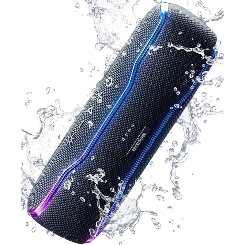 Portable Bluetooth Speaker, IPX7 Waterproof Wireless Speaker with Colourful Flashing Lights, 25W Super Bass with 24H Playtime, 100ft Bluetooth Range, TWS Pairing for Outdoor, Home, Party, Beach,