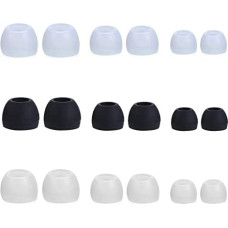 MenYiYDS Pack of 18 Replacement Silicone Earplugs, Replacement Memory Foam Earphones Tip Noise Isolation Cover Compatible with Most In-Ear Headphones 3 Colours 3 Sizes (White, Transparent and Black)