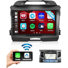 Hikity 9 Inch Android 2+32GB Car Radio Bluetooth with Sat Nav for Kia Sportage 2010 2011 2012 2013 2014 2015 2016 with Wireless Carplay Android Car FM RDS Radio GPS WiFi HiFi USB SWC Rear View Camera