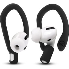 WC HookZ - Patented Improved Over Ear Straps for AirPods Pro 1, 2 and AirPods 1, 2 and 3 - Two Size Pairs Included in Package Made by Wicked Cushions | Pitch Black