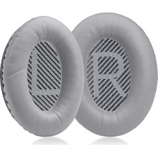 MOLGRIA Replacement Protein Leather Earpads Ear Pads Cushions for Bose Quiet Comfort QC 35 II QC35 QC35ii QC15 QC25 QC2 AE2 SoundLink SoundTrue Headphones (Leather Silver)