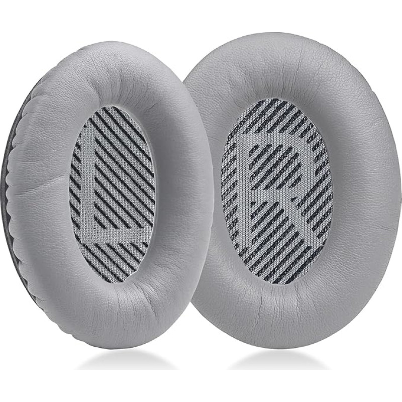 MOLGRIA Replacement Protein Leather Earpads Ear Pads Cushions for Bose Quiet Comfort QC 35 II QC35 QC35ii QC15 QC25 QC2 AE2 SoundLink SoundTrue Headphones (Leather Silver)