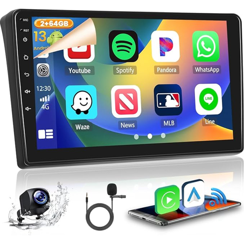 2GB + 64GB Android 13 Car Radio for Ducato 3/Peugeot Boxer 2/Citroen Jumper 2 2011-2022 Radio Wireless CarPlay Android Car Bluetooth Handsfree 9 Inch Screen with Navigation Reversing Camera WiFi SWC