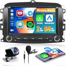 [2G + 64G] Android 13 Car Radio for Fiat 500L 2013-2019 with Navi Wireless Apple Carplay Android Car, 7 Inch Touch Display Radio with Bluetooth WiFi GPS FM RDS Mic Reversing Camera