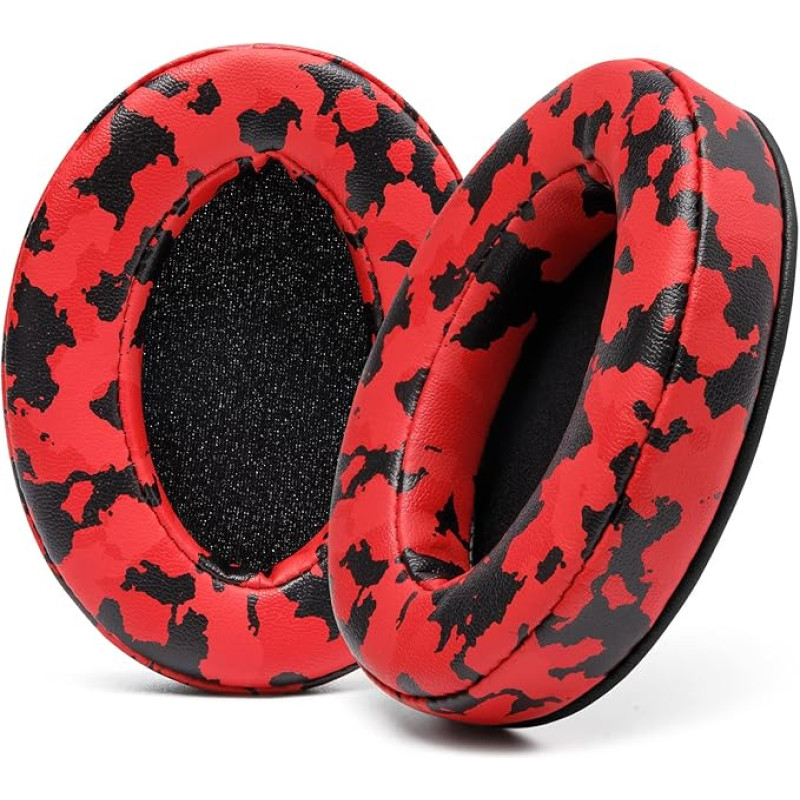 WC PadZ - The Ultimate Upgraded Earpads by Wicked Cushions - Compatible with Audio Technica, HyperX, SteelSeries Arctis & More - Extra Thick - Larger Opening - Soft Memory Foam | Red Camo