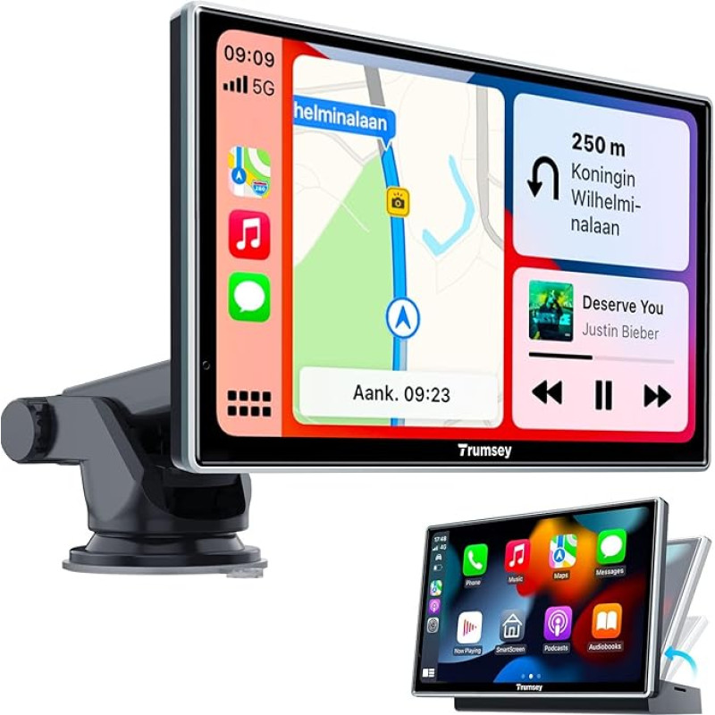 Wireless Carplay Display with Bluetooth, 7 Inch IPS Touch Screen, Wireless Mirrorlink, Voice Control, GPS, Android, Car, A-pple Carplay Screen